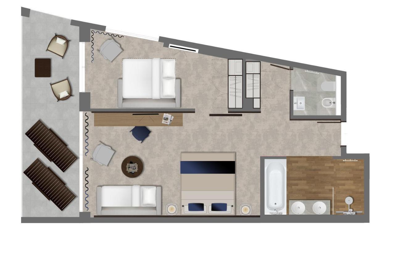 Luxury Hotel Riva Малинска Екстериор снимка Floorplan of a typical hotel room